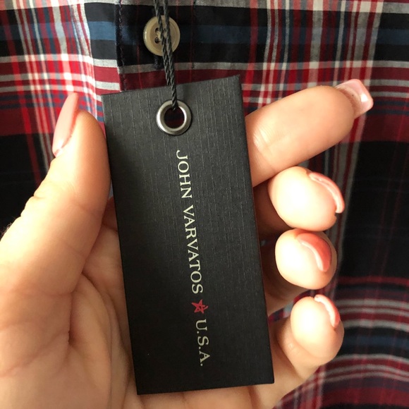 John Varvatos Plaid casual button down sz: Large NWT - Picture 4 of 7